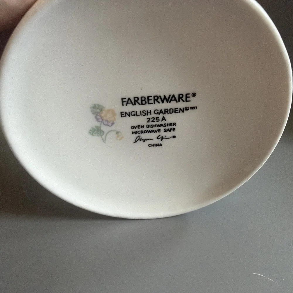 Vintage 1993 Farberware Stoneware English Garden 225 A Creamer & Sugar Bowl